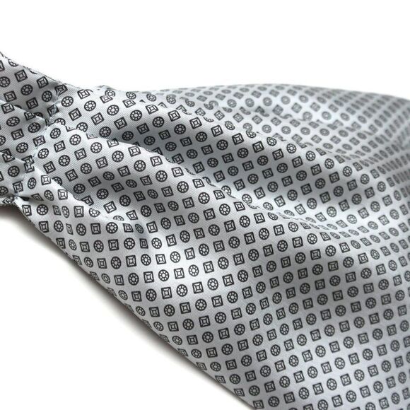 Grey Ornament silk Men's Cravat Ascot A131‎ - Picture 4 of 4
